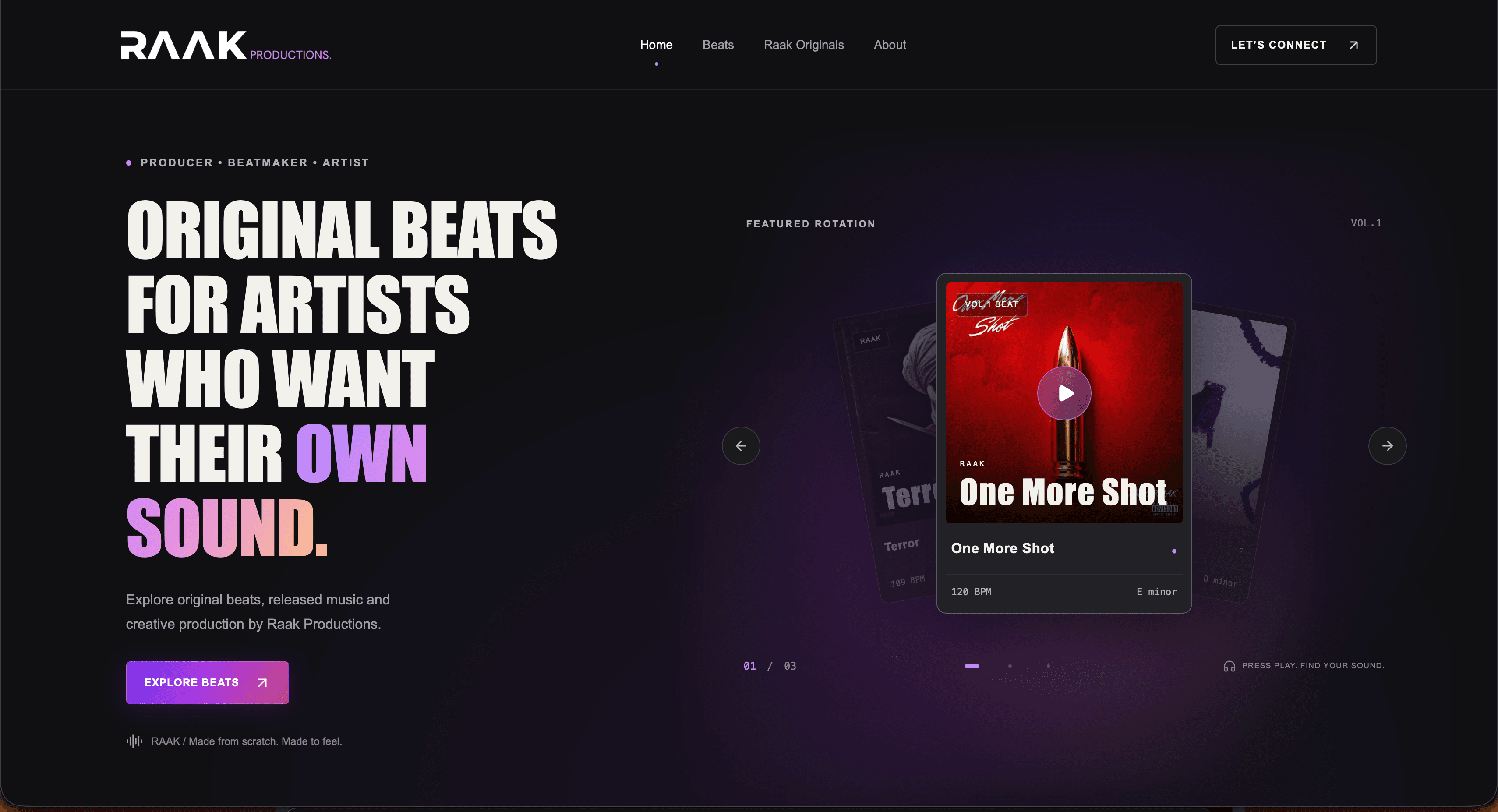 RAAK Productions website preview